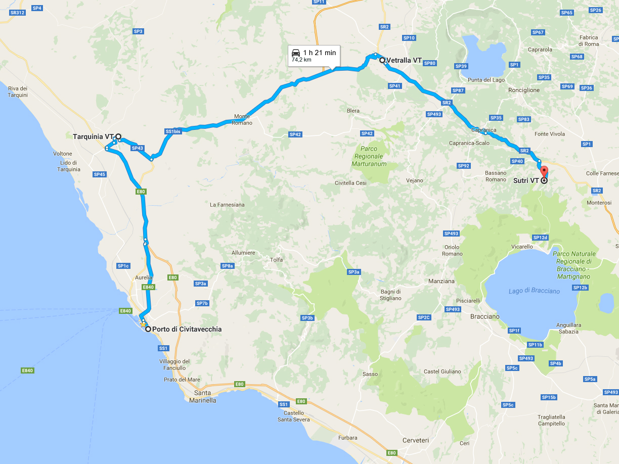 Le tappe dell'itinerario - Fonte Google Maps