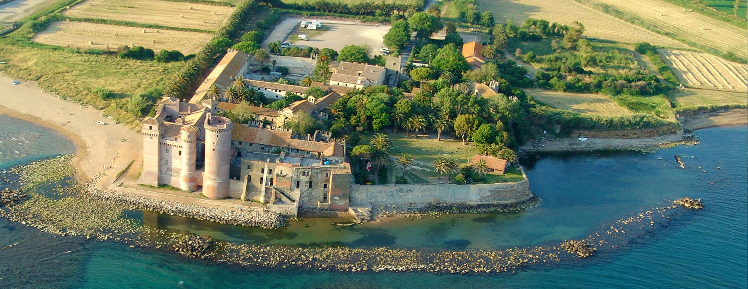 A beautiful panoramic photography from the sky of the Castle of Santa Severa