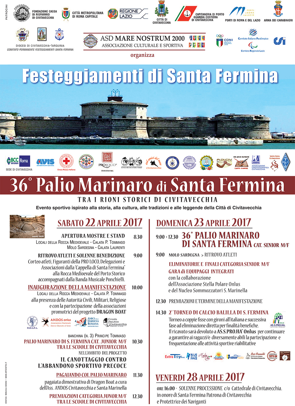 Programa del 36º Palio Marinaro de Santa Fermina en Civitavecchia