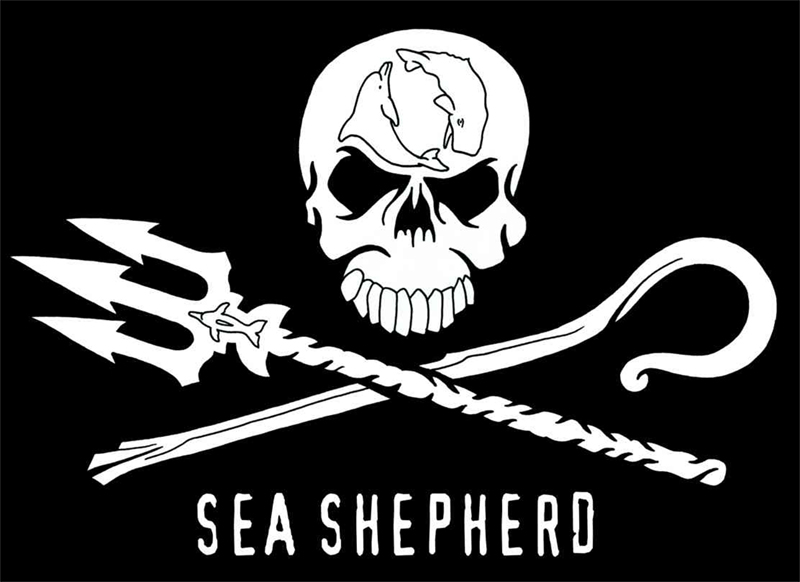 La bandiera ed il logo ufficiale della Sea Shepherd