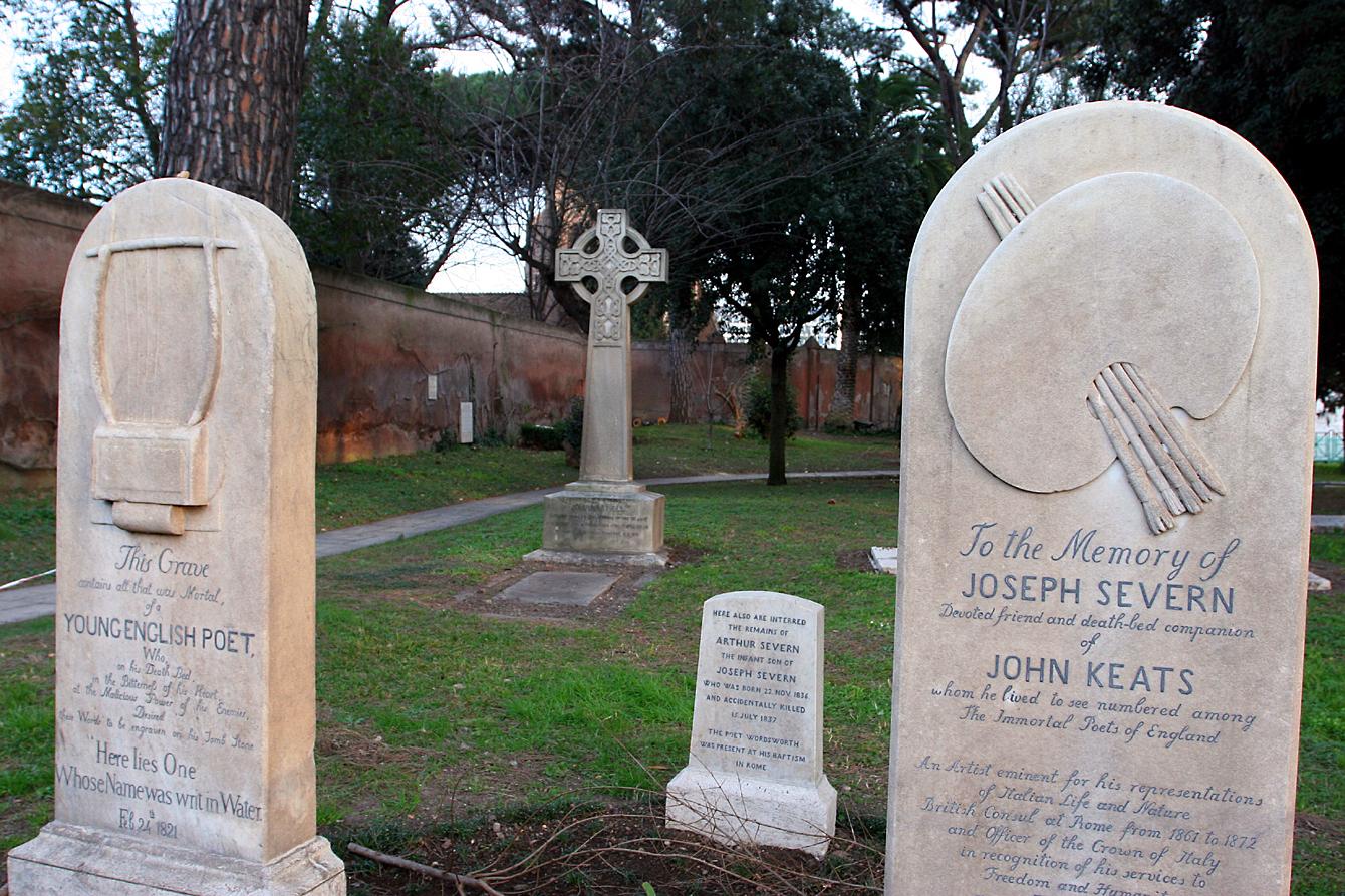 The tombs of Severn and Keats at the Protestant Cemetery