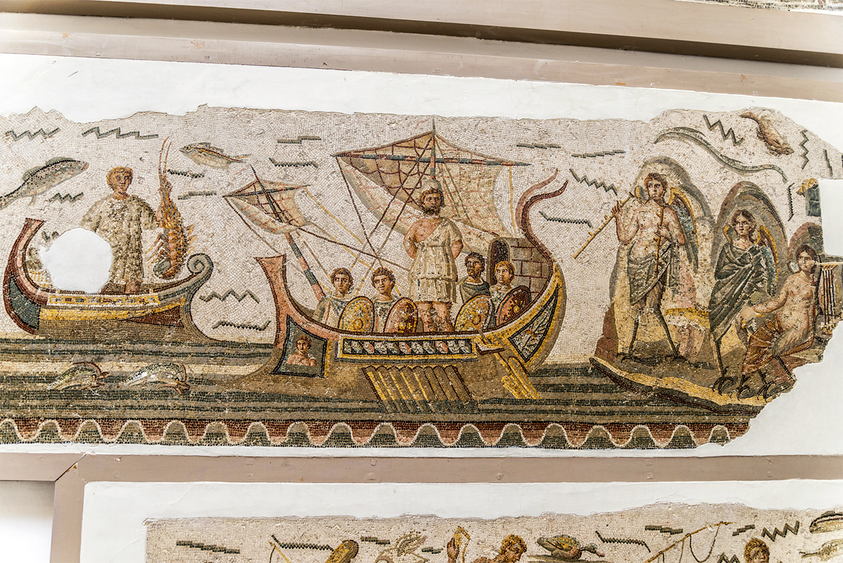 Tunis - Bardo National Museum (detail of the mosaic of the journey of Ulysses)