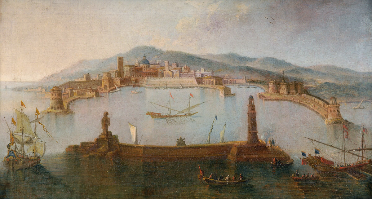 El Puerto de Civitavecchia en una pintura de época