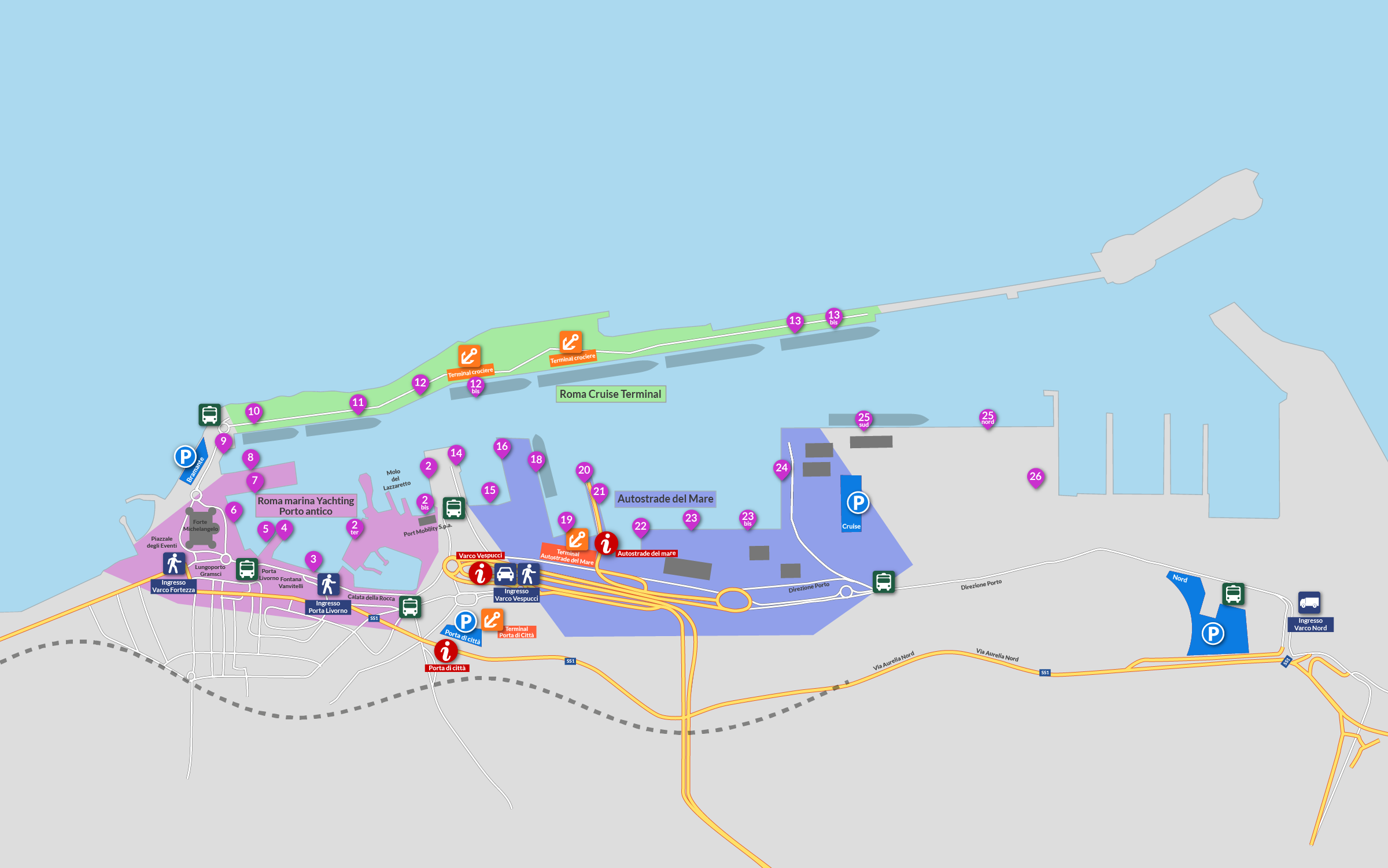 Mapa del Puerto de Civitavecchia  Port Mobility Civitavecchia