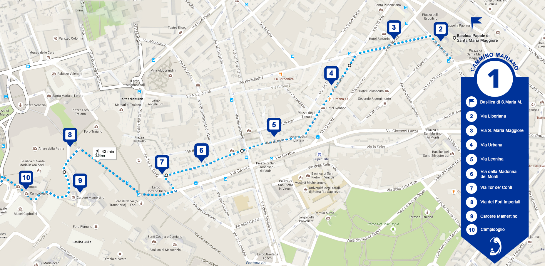 Holy Year 2015: all the stages of the Marian Way (from the Basilica di Santa Maria Maggiore to the Capitoline Hill)