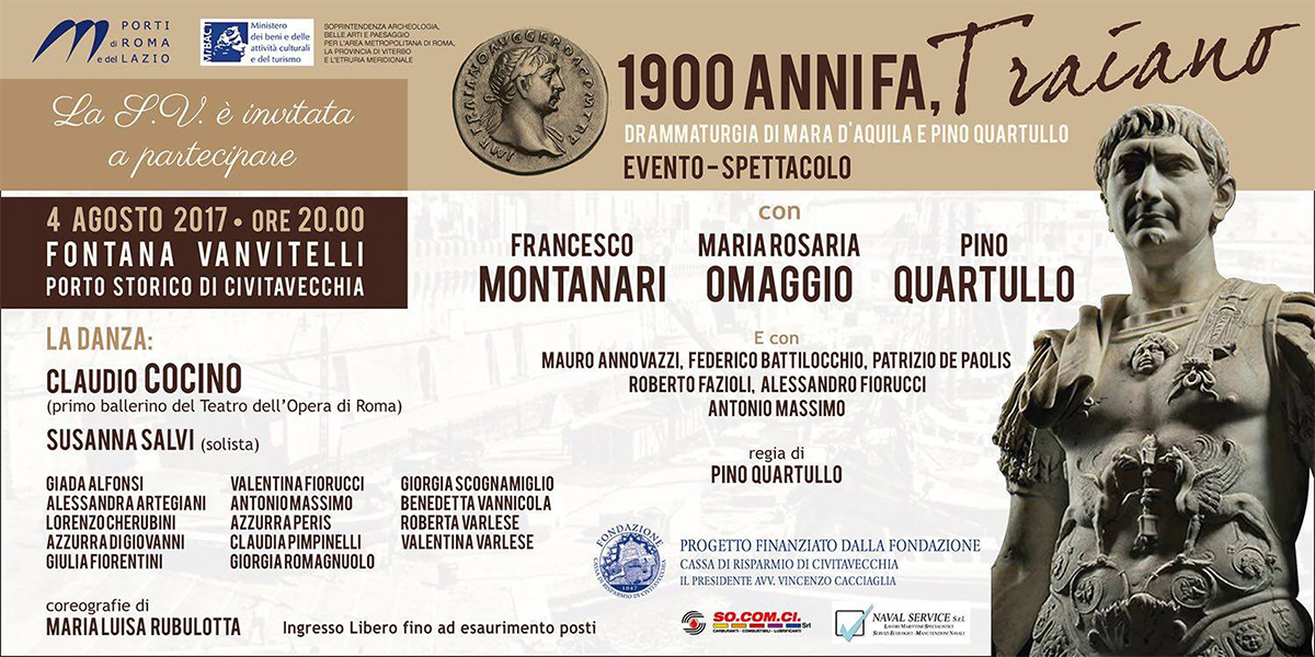 1900 anni fa, Traiano: lo spettacolo di Pino Quartullo al Porto di Civitavecchia