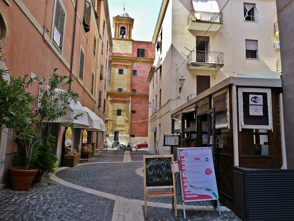 Uno scorcio del Ghetto di Civitavecchia con la Chiesa dell'Immacolata sullo sfondo