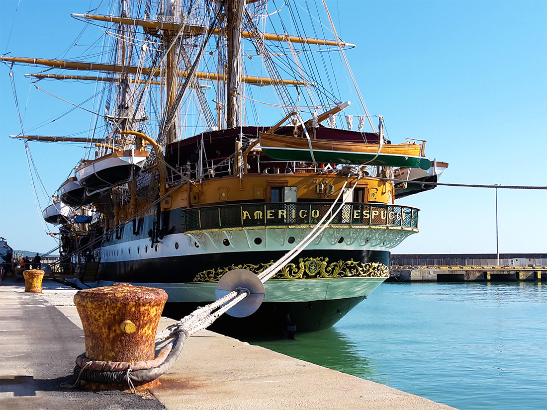 The Amerigo Vespucci is back at Civitavecchia from the 13th to the 16th of June 2018. It will be moored at dock 8