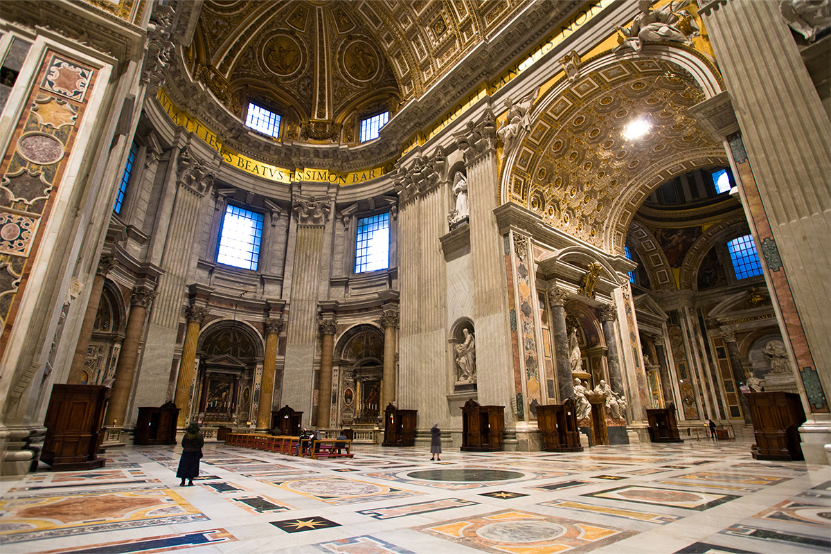 The splendid Baldachin of St. Peter's at the peak of the nave