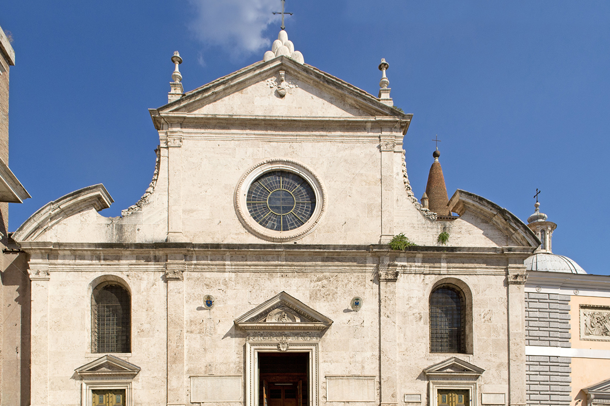 La facciata esterna della Basilica di Santa Maria del Popolo