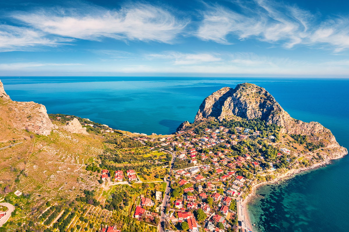 Una meravigliosa vista dall'alto di Capo Zafferano 