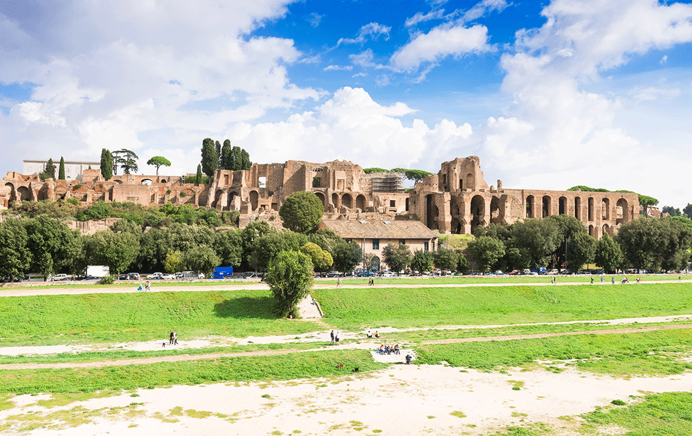 The Palatine Hill at the back of Circus Maximus