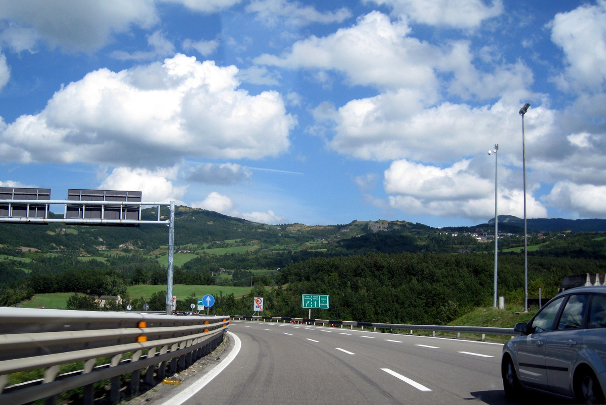 A stretch of highway A12 linking Civitavecchia with Roma