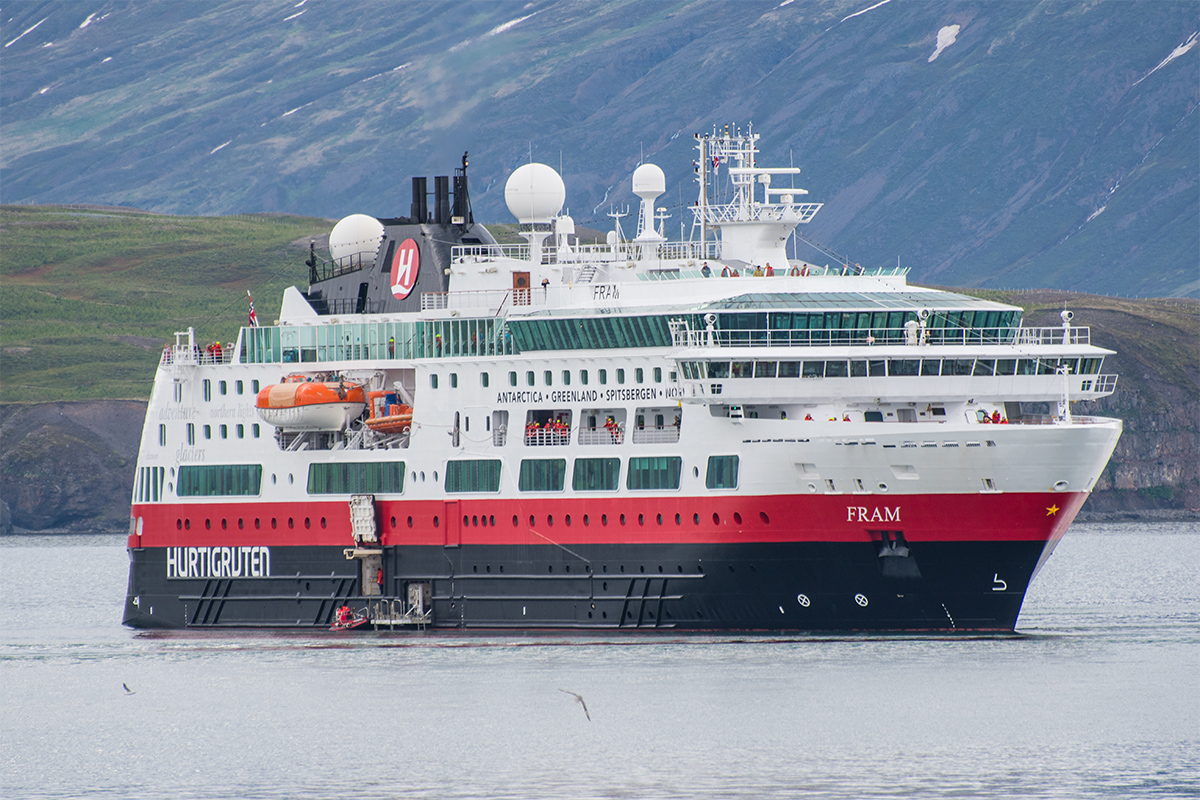 One of the ships of the Norwegian cruise line company Hurtigruten