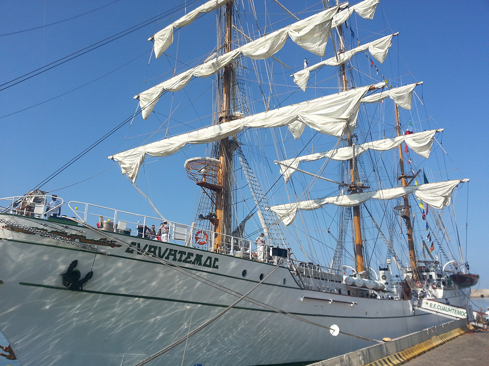 Cuauhtemoc, one of the most beautiful sail vessels in the world is moored in Civitavecchia