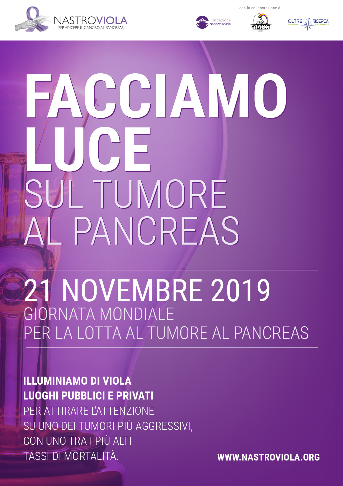 La locandina della Giornata Mondiale del tumore al pancreas