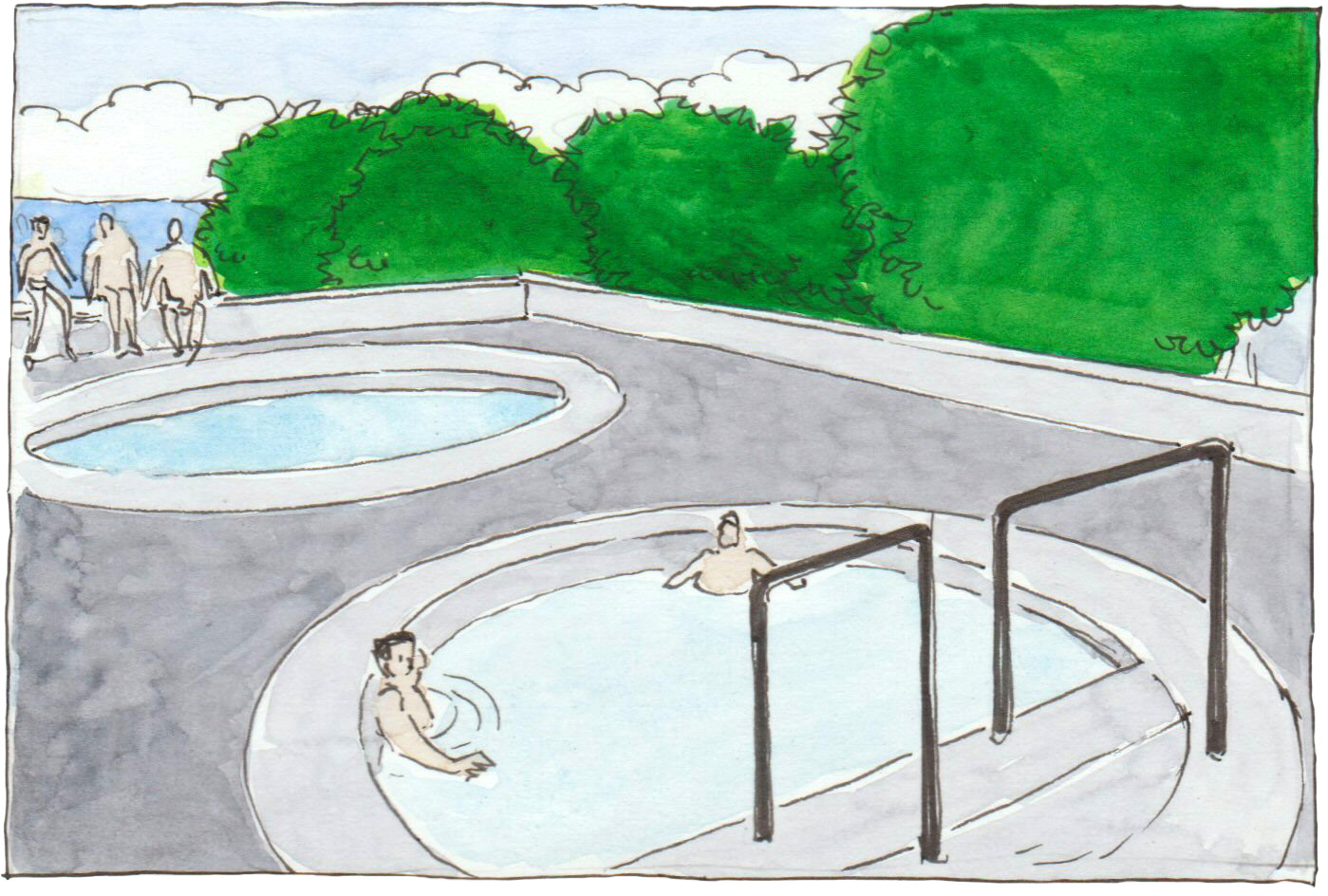 Ficoncella Thermal Baths - Illustration by Mario Camerini