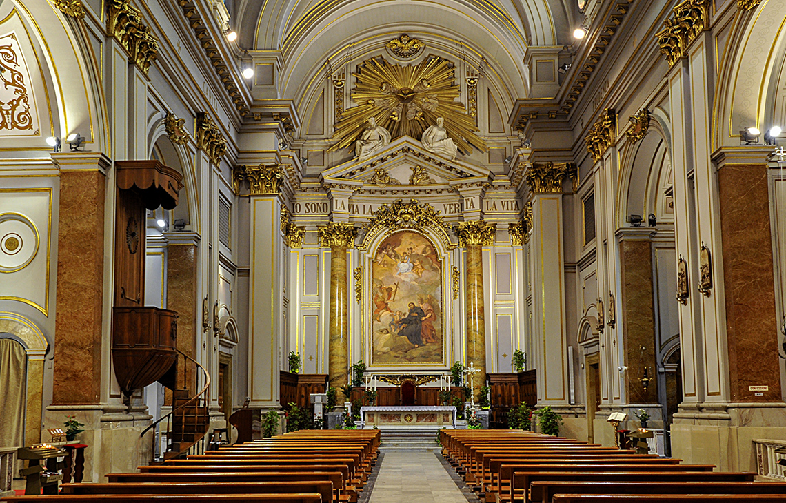 The interior of the Cathedral of Civitavecchia