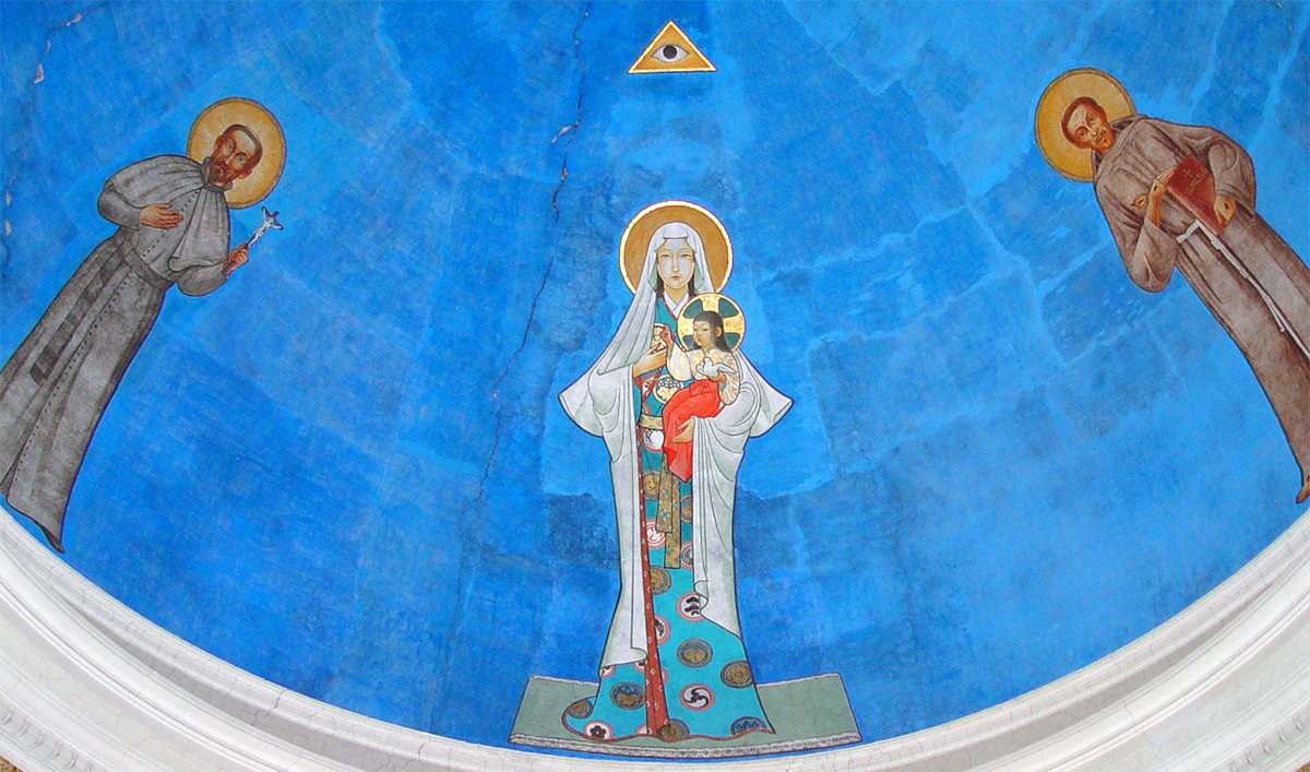 La Iglesia de los Santos Mártires Japoneses, Civitavecchia - Virgen con el Kimono, San Francisco Saverio y San Francisco de Asís
