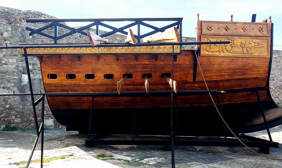 Ricostruzione di una sezione della Liburna, antica nave da guerra della flotta romana