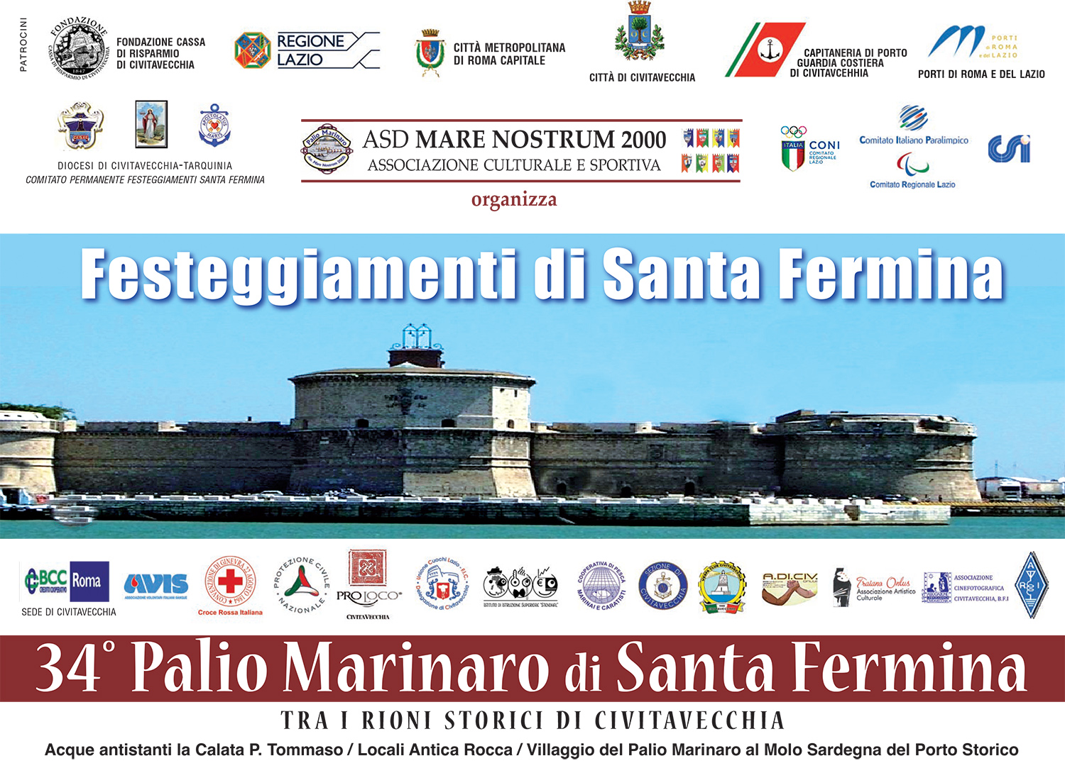 Cartel de la 34ª edición del Palio Marinero de Santa Fermina en el Puerto de Civitavecchia
