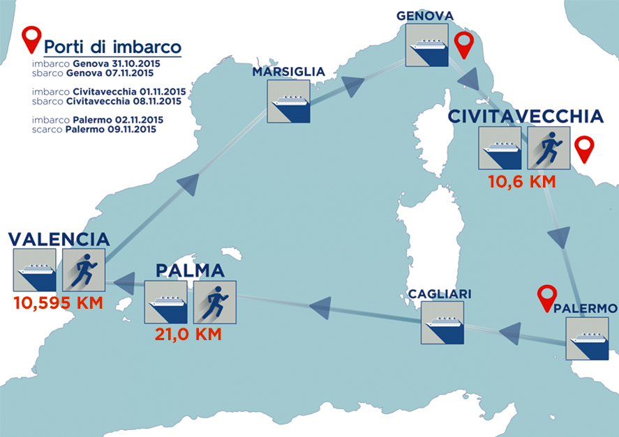 Marathon of the Mediterranean - Stages and itineraries of the MSC Preziosa