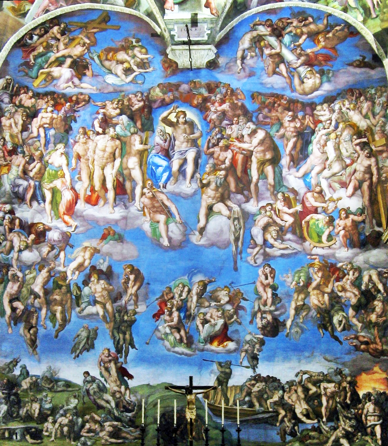 Detalles de los frescos de La Capilla sixtina del Vaticano-michelangelo_-_giudizio_universale