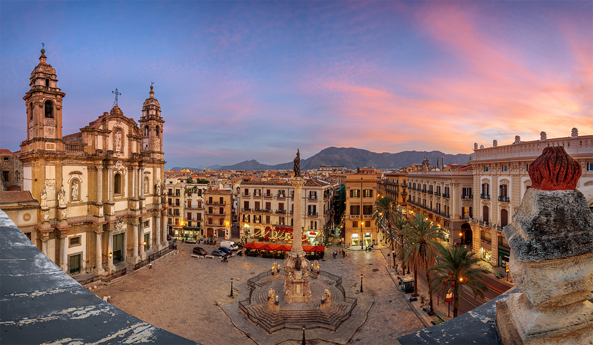 A suggestive view of the beautiful square of San Domenico in Palermo