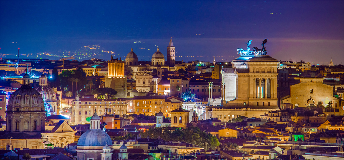 A panoramic view over Rome from the Gianicolo
