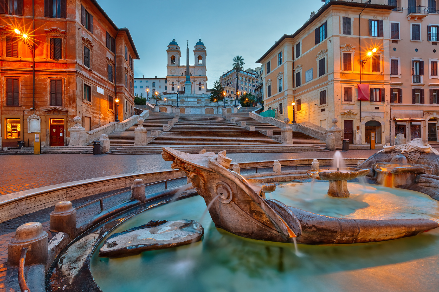 Piazza di Spagna with the beautiful staircase leading to the Church of Trinità dei Monti (Rome)