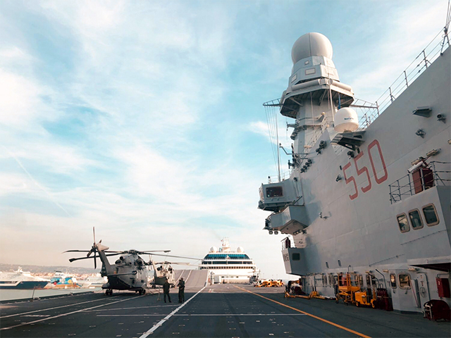 Le navi Cavour, Duilio e Bergamini in visita a Civitavecchia