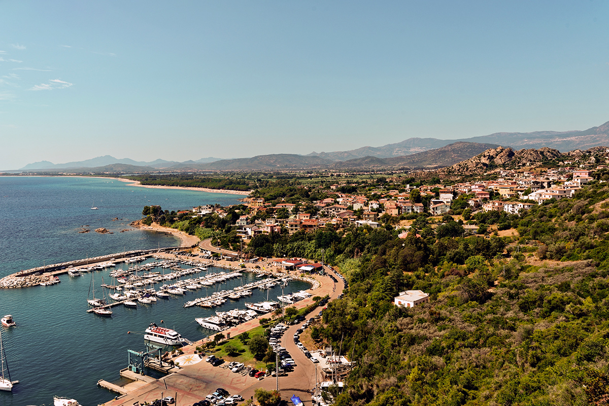 Port of Santa Maria Navarrese with the small island of Ogliastra in the background