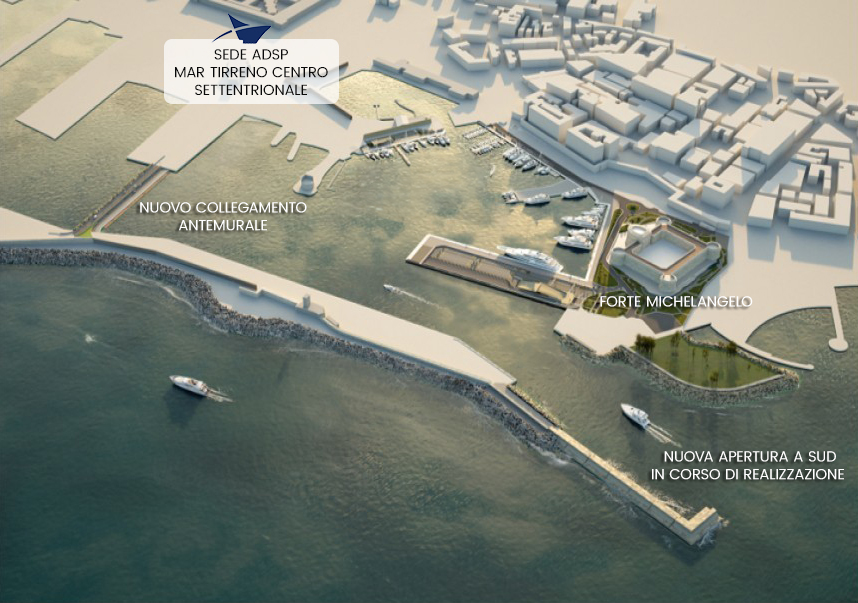 Render futuro assetto apertura a sud bacino storico