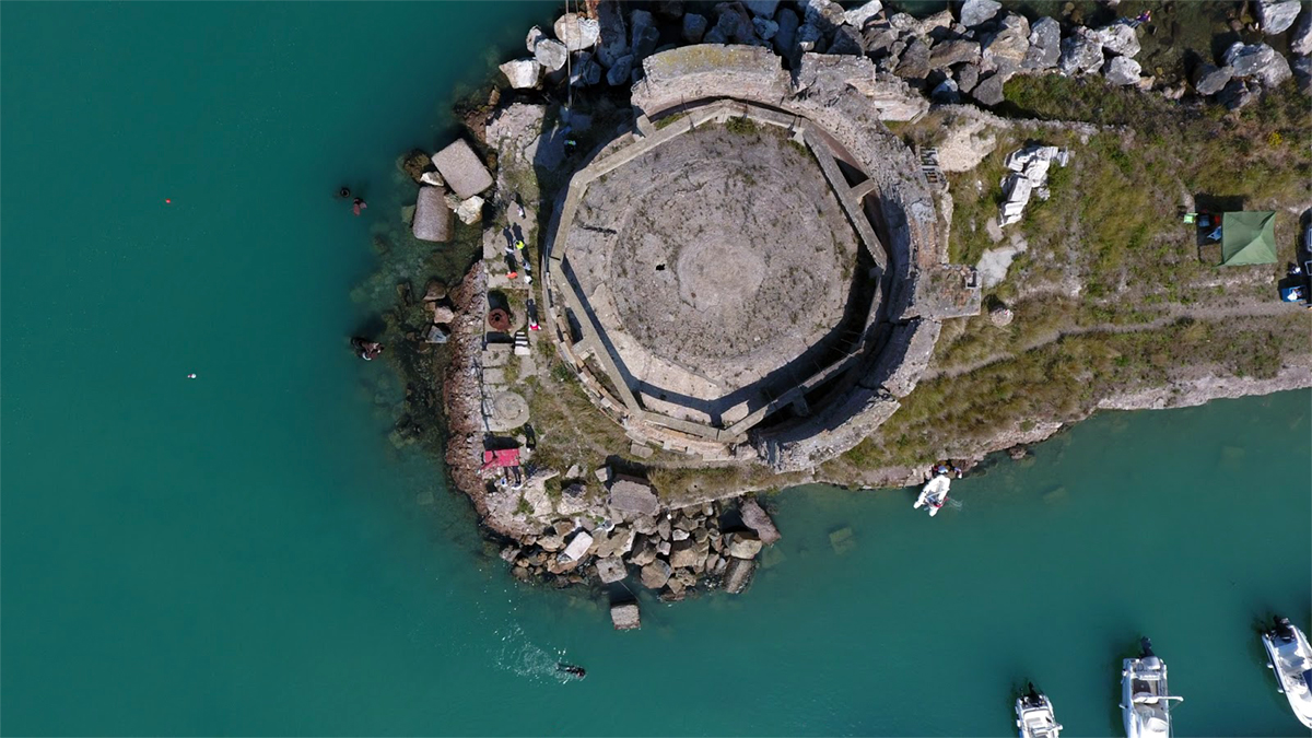 The Molo del Lazzaretto in the Port of Civitavecchia seen from a drone by Drone Solution
