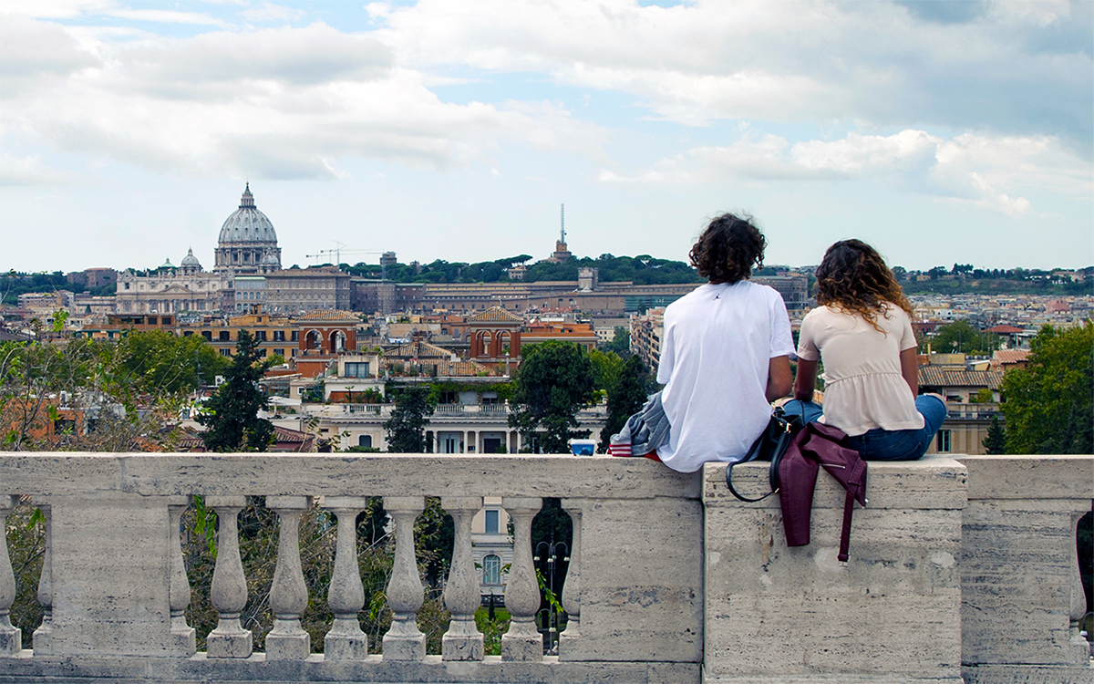 Il panorama dal giardino del Pincio