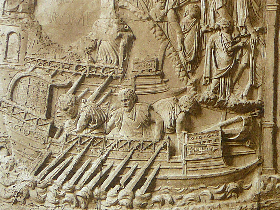 LXXXII scene of the Trajan's Column that inspired the reproduction of the Liburna