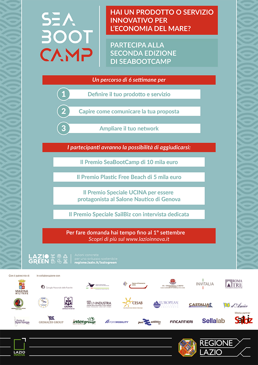 Poster of the 2nd edition of the Sea Boot Camp - Lazio Innova