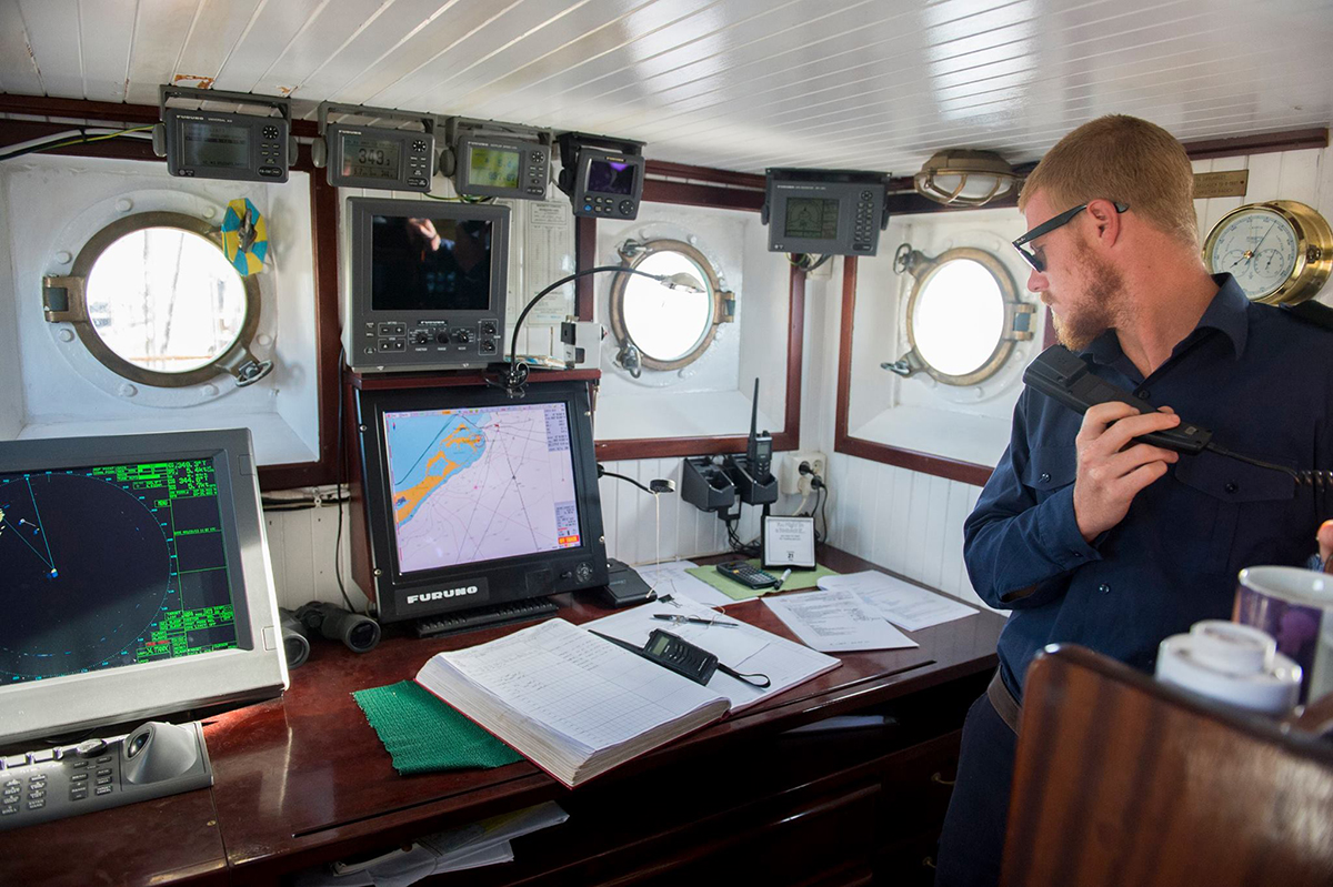 Control Room of the Sørlandet, the world's oldest sailing ship