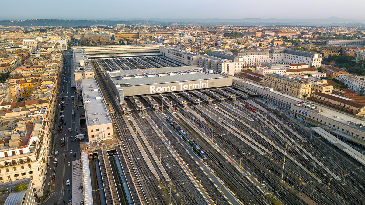 Una panoramica dall'alto della Stazione di Roma Termini