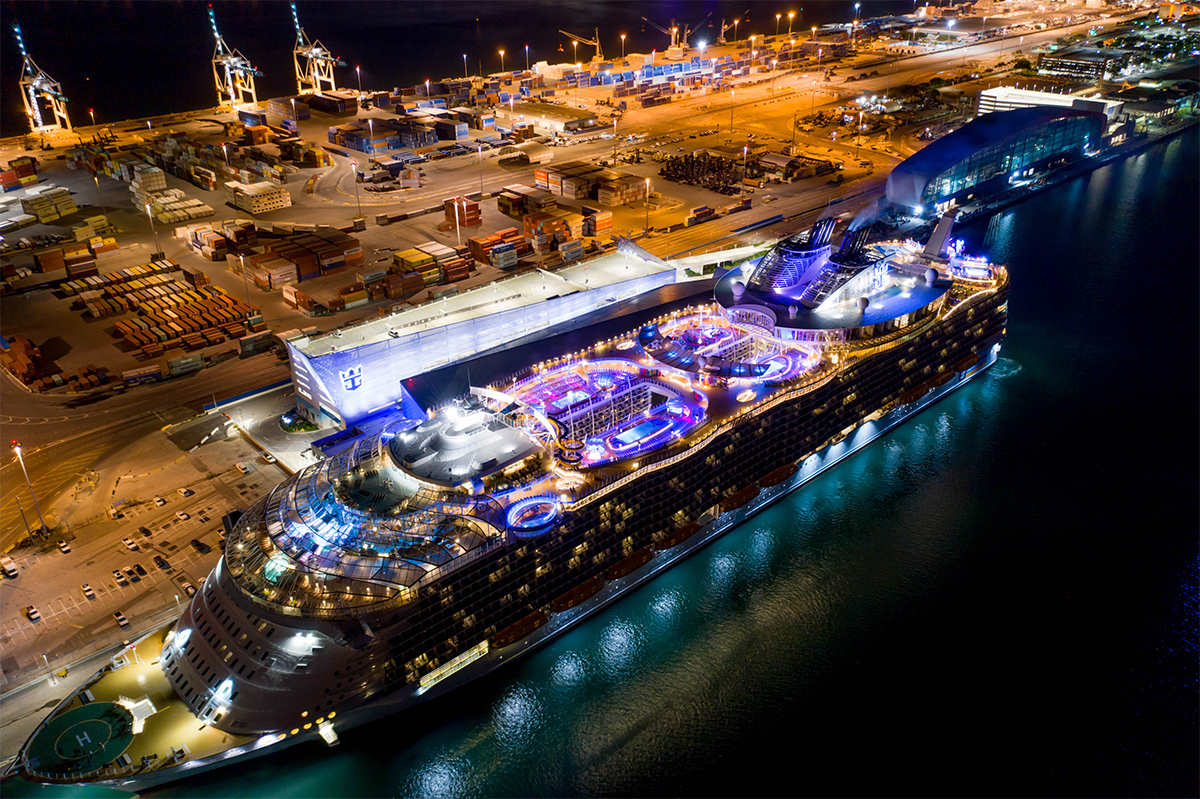 Symphony of the Seas in a spectacular aerial picture